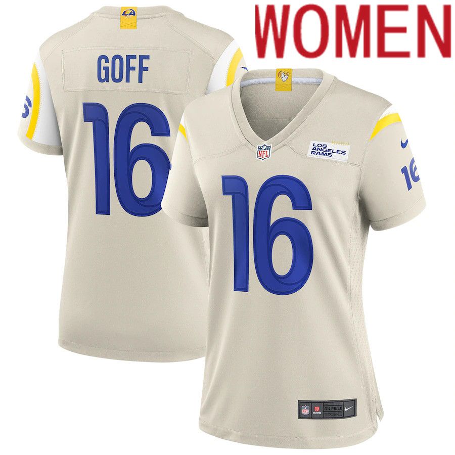Women Los Angeles Rams #16 Jared Goff Nike Cream Game NFL Jersey->women nfl jersey->Women Jersey